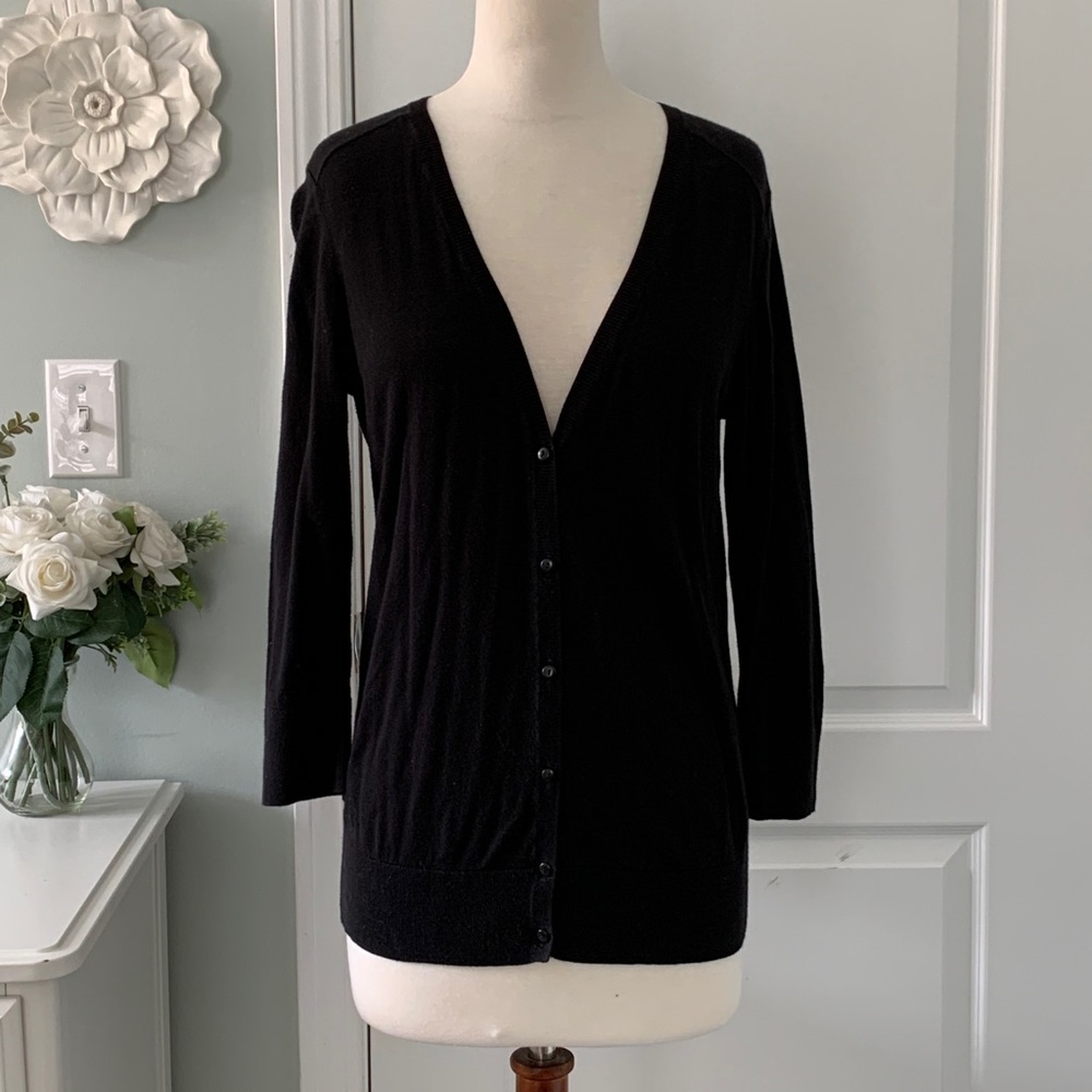 LOFT Black Button Down Cardigan